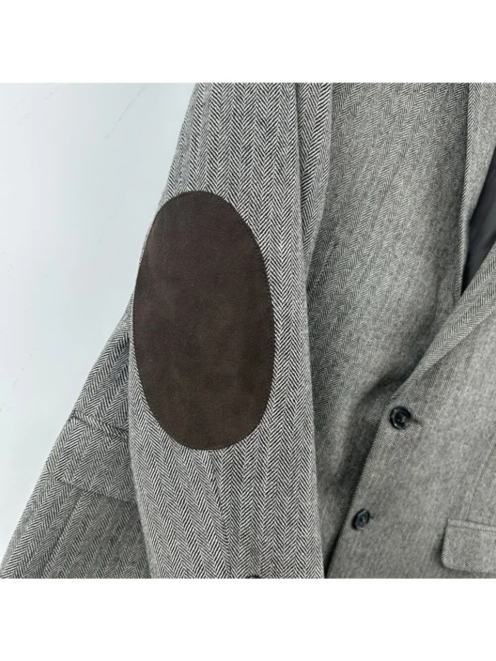 Lauren Ralph Lauren 44S Wool Tweed Herringbone Blazer Sport Coat Elbow Patches
